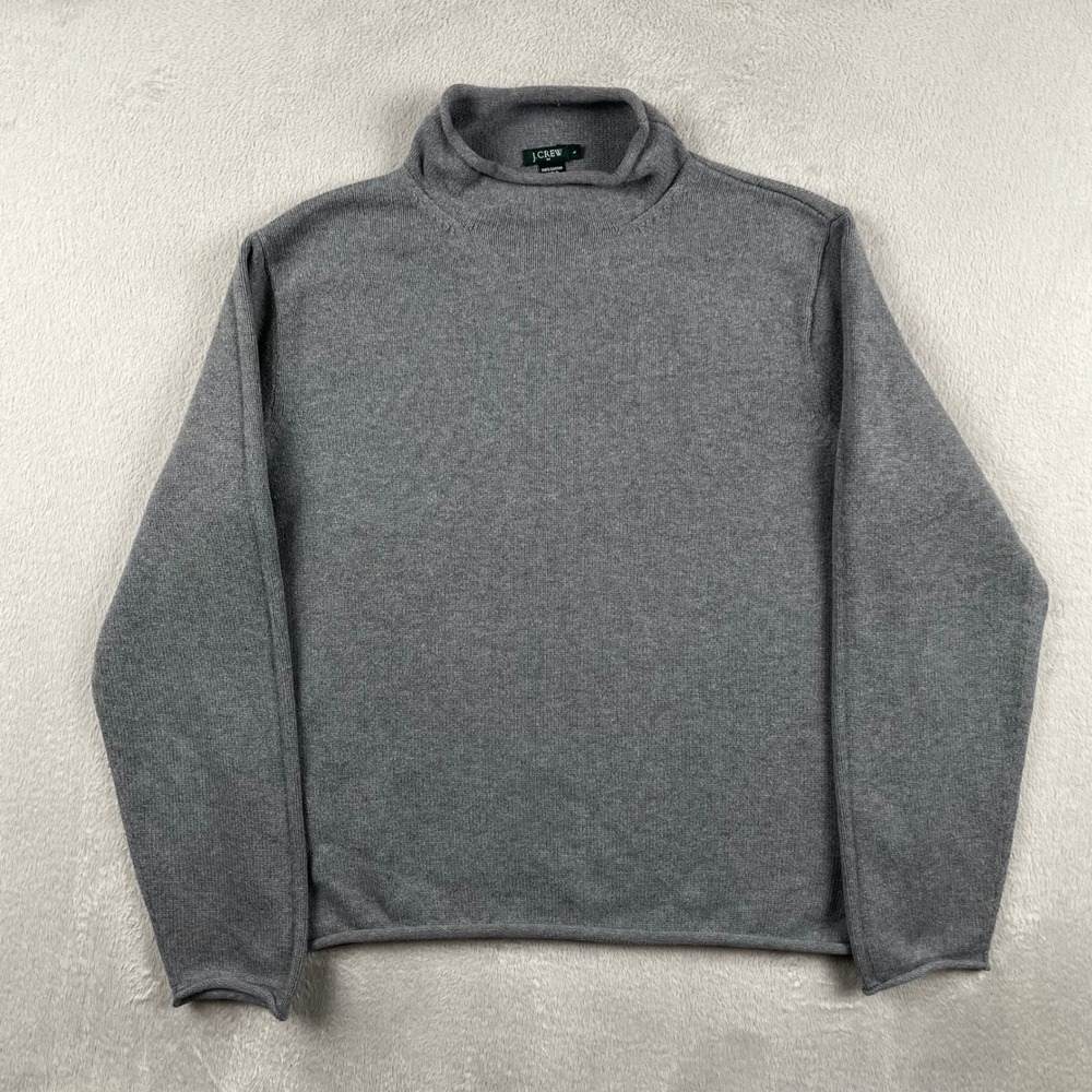 J Crew RollNeck Sweater Mens Large Gray Long Sleeve Coton Knit Pullover